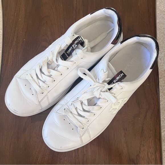 Tory Burch HOWELL COURT Leather SNEAKERs US 8.5 White MSRP $200 - Picture 2 of 10